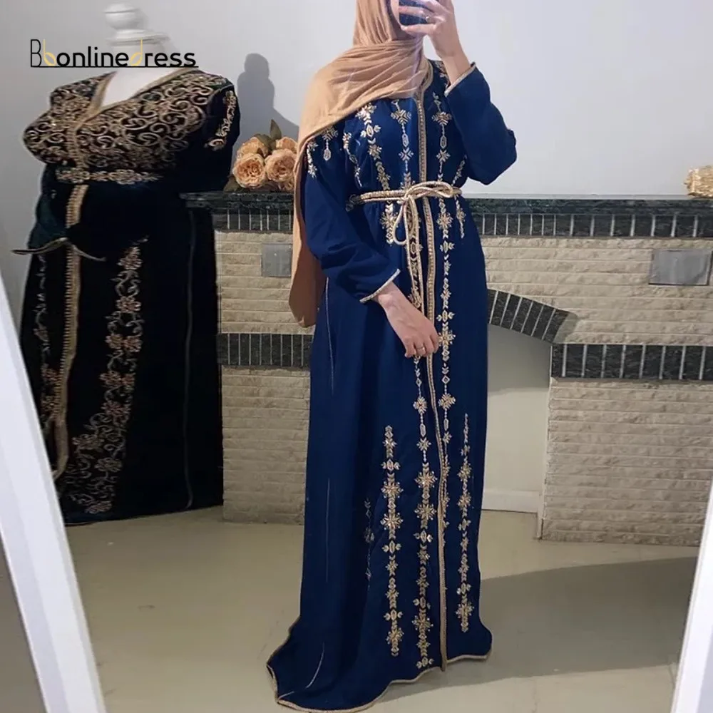 Bbonlinedress Maroko Caftan Vakaro Suknelės Siuvinėjimo Zawalcowany Ilgą Vakarinę Suknelę Rankovės Arabų Musulmonų Šalis Suknelė Plius Dydis