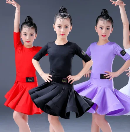 šiuolaikinė mergina lotynų šokių suknelė vaikų mergaičių samba konkurencijos pramoginiai vaikams, tango, salsa dancewear praktikos dėvėti cha cha