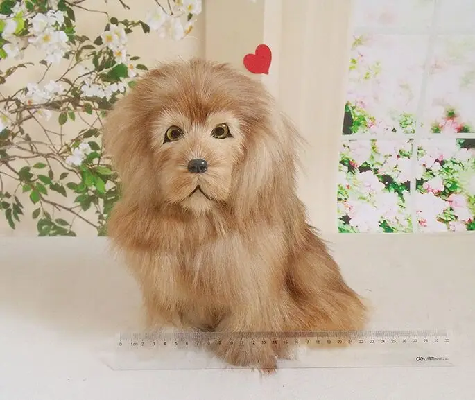 kūrybos modeliavimas sėdi šuns žaislas polietileno&kailis gražus rudas šuo modelis dovana, apie 26x22x20cm 2929