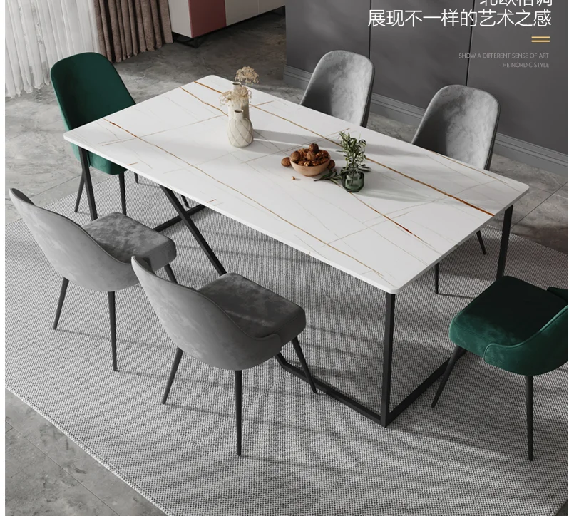 Šiuolaikinės paprasta ŠIFERIS, valgomasis stalas mažas šeimos šviesos prabanga minimalistinio marmuro stalas Šiaurės valgomojo stalai ir kėdės