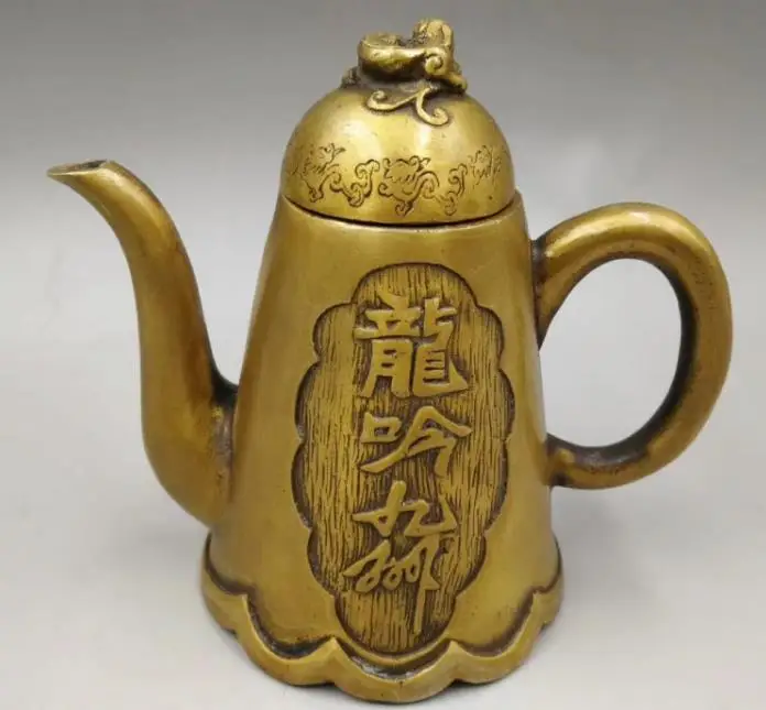 Antikvariniai vario dragon arbatos puodą, dekoracijos, puošybos,su marku,Ranka raižyti amatų,geriausia kolekcija ir puošmena,Nemokamas Pristatymas