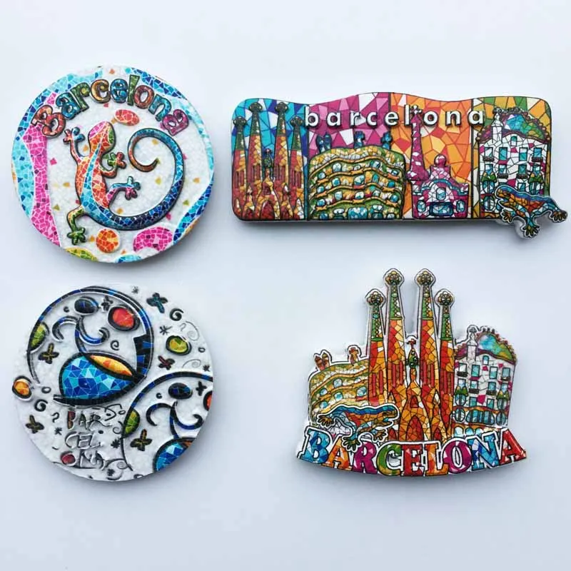 Barselona, Ispanija turistų suvenyrų magnetiniai lipdukai, šaldytuvas magnetai