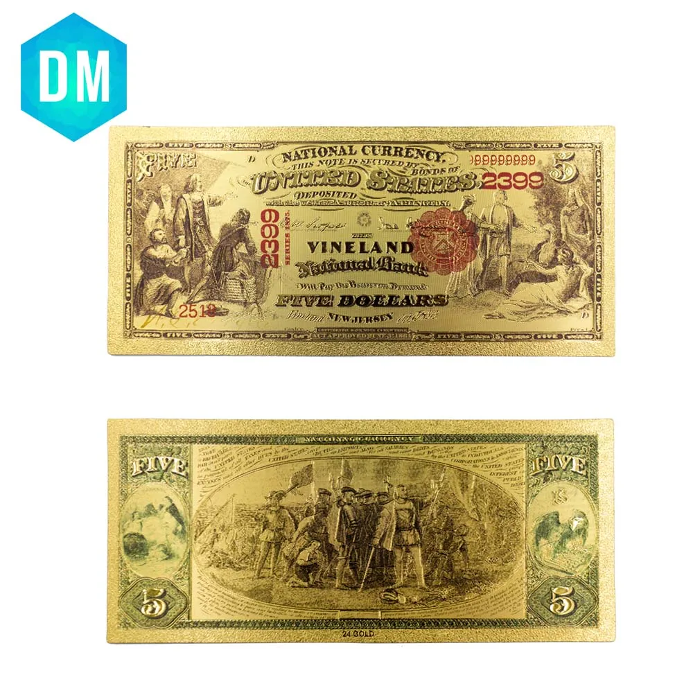 Amerikos Aukso Banknotų Kūrybos Valiuta Pasaulyje Popierinius Pinigus penkių Doleris Meno Amatų apdailai, Dovanos