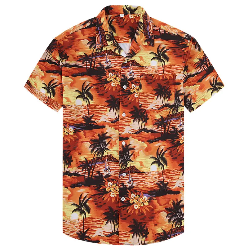 2022 Vyrų Mados Atsitiktinis Havajų Spausdinti Slim Fit Marškinėliai Ir Vyrų Socialinės Trumpomis Rankovėmis Beach 