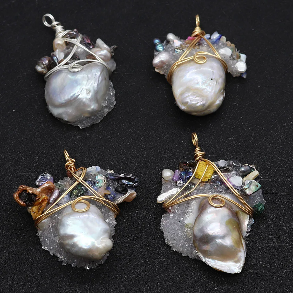 Natūralaus Akmens Susukti Gėlavandenių Perlų Nereguliarus Pakabukas Baroko Perlų Papuošalai 