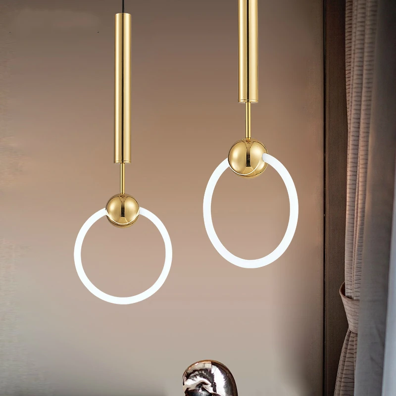Dia.30cm Modernus Aukso LED Pakabukas Lempa, Miegamojo Lovos, Valgomojo Kambario Apdaila Pakabukas Šviesos Vieno Žiedo Padengti Kabantys Šviestuvai