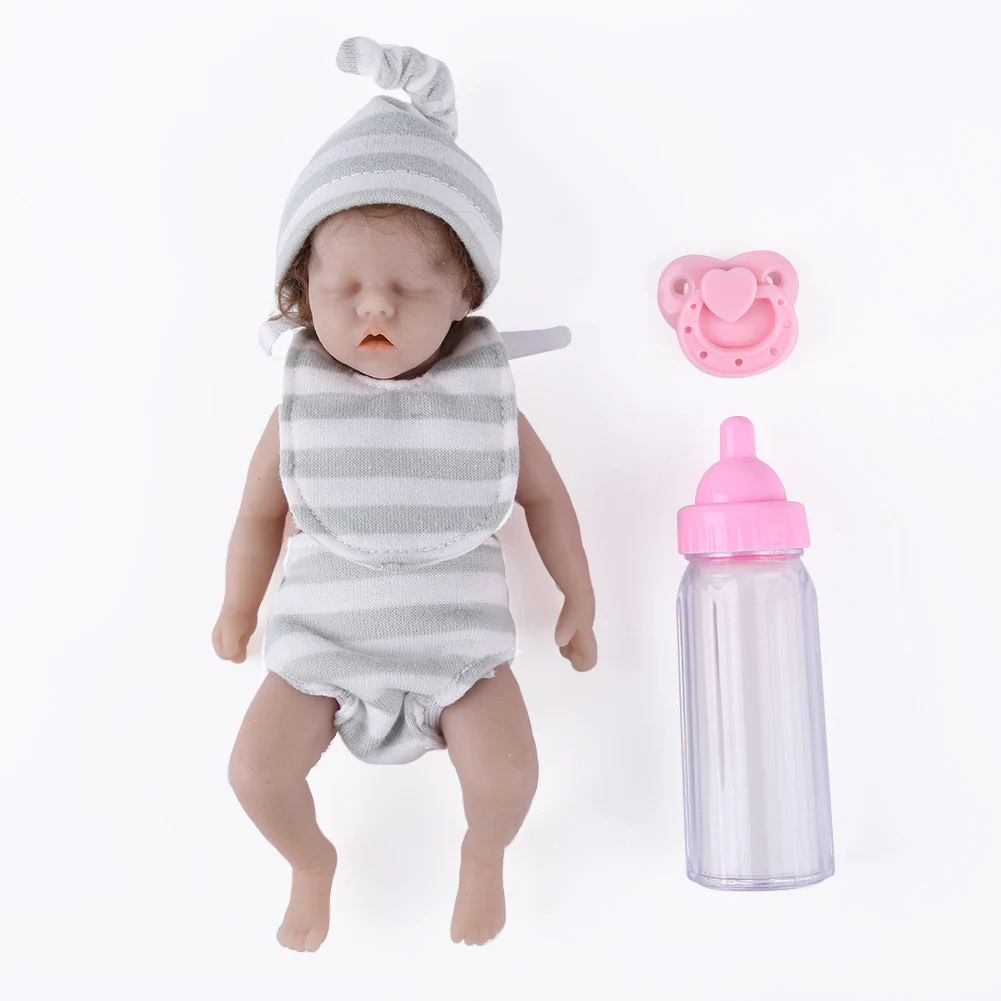 Tikroviška Mini Kilnojamojo Reborn Baby Mielas Vaikas, Bamblys Vonia, Miegoti, Žaisti Kartu Lėlė su Plaukų Lankstus Mielas Miegoti Kartu Žaislas