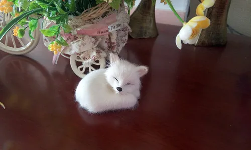 modeliavimo mini miega fox modelis žaislas tikroviška white fox 9x5cm sunku modelį,namų dekoravimo, dovanų t209