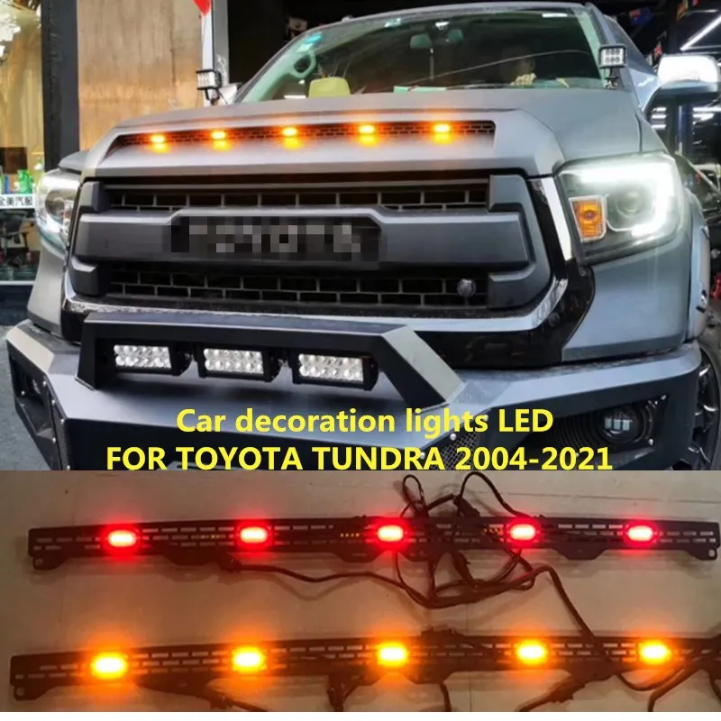 Automobilio Dienos šviesos LED TOYOTA TUNDRA 2007-2021 Priekinių grotelių apdaila, šviesos juostos įspėjimo rūko žibintų šviesos neto pakeitimo