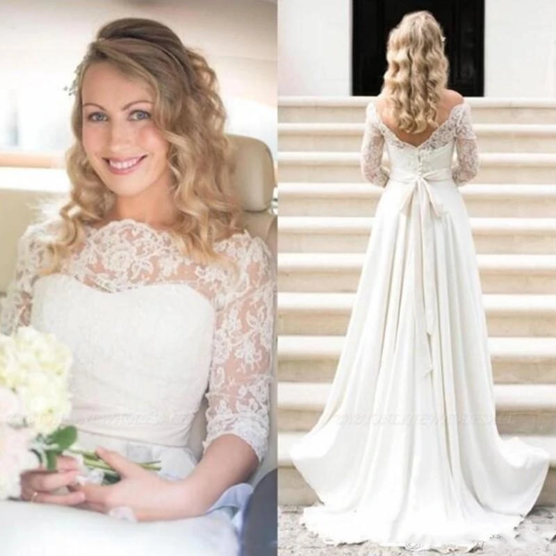 Vestuvinė Suknelė 2021 Bžūp Rankovėmis Appliques Koplyčia Traukinys Baltos Spalvos Vestuvių Dresses00017
