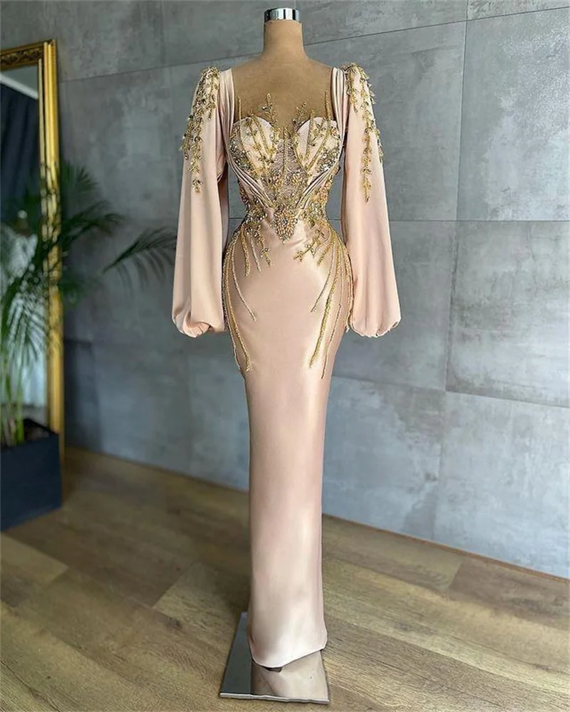 Elegantiškos Undinė Oficialų Prom Dresses 3D Gėlių Appliqued Zawalcowany Brangioji Kaklo, ilgomis Rankovėmis vakarinę Suknelę Princesė Šalis Suknelė
