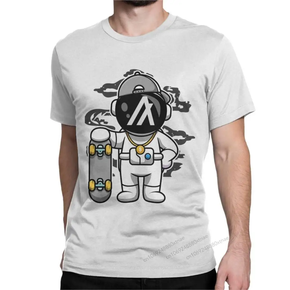 Juokinga-Astronautas-Skate-Algorand-ALGO-Monetos-to-The-Moon vyriški marškiniai Hipster Medvilnės Marškinėliai trumpomis Rankovėmis Apvalios Kaklo Marškinėliai
