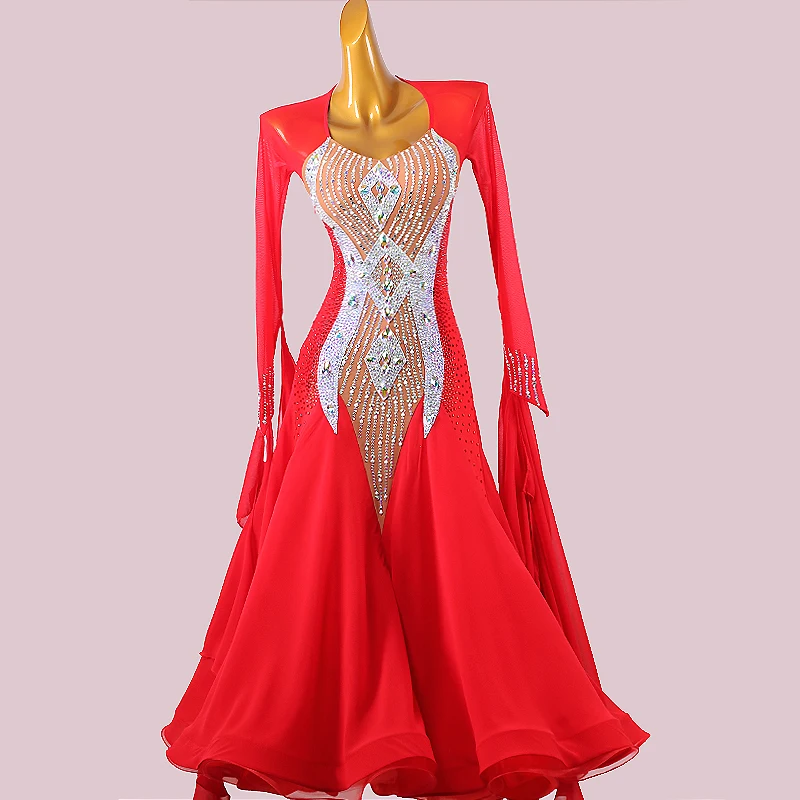 Pritaikyti Naujas Nacionalinis Standartas Šiuolaikinių Šokių Drabužiai Didelis Švytuoklės Suknelė Konkurencijos Cothing Pramoginiai Šokiai, Valsas TXH-MQN83