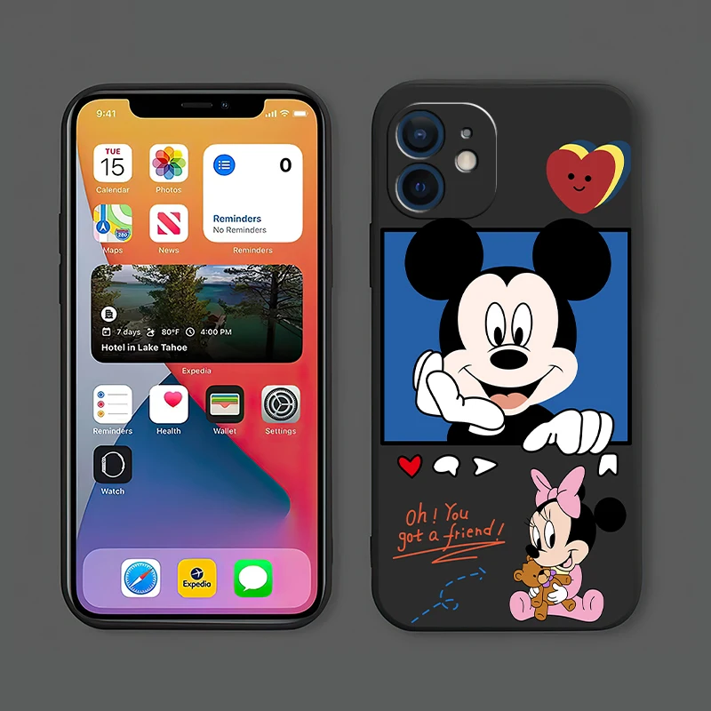 Disney Mickey Minnie Funda Telefono dėklas Skirtas iPhone 11 13 12 Pro Max 12 13 X Mini XR XS MAX SE 2020 7 8 6s Plius Celular Minkštas Coque