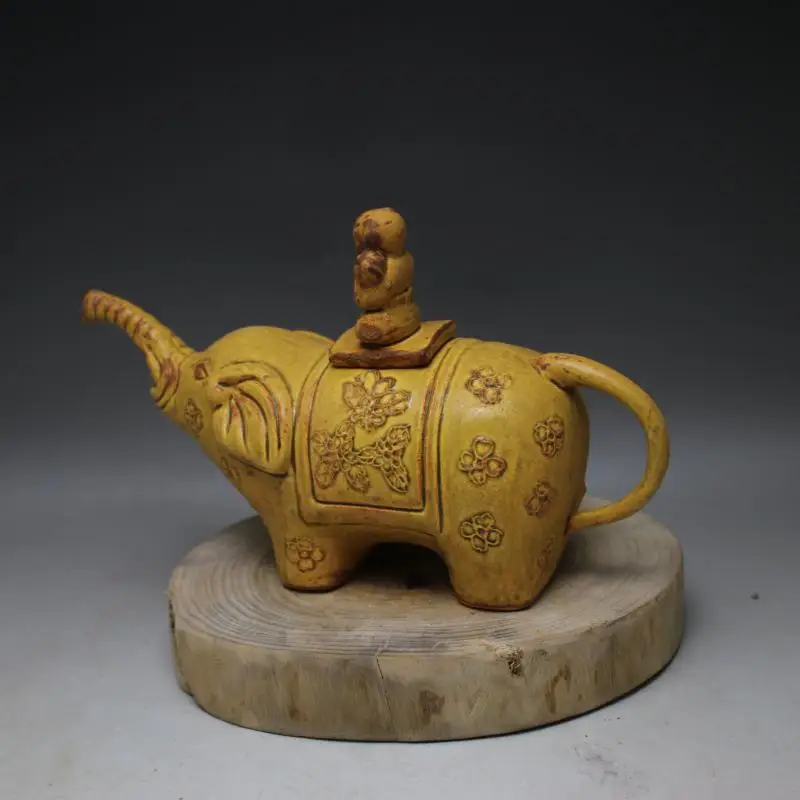 Retas Song Dinastijos (961--1275) porceliano arbatinukas,yello glazūra,Dramblys puodą , geriausia kolekcija ir puošmena, Nemokamas pristatymas