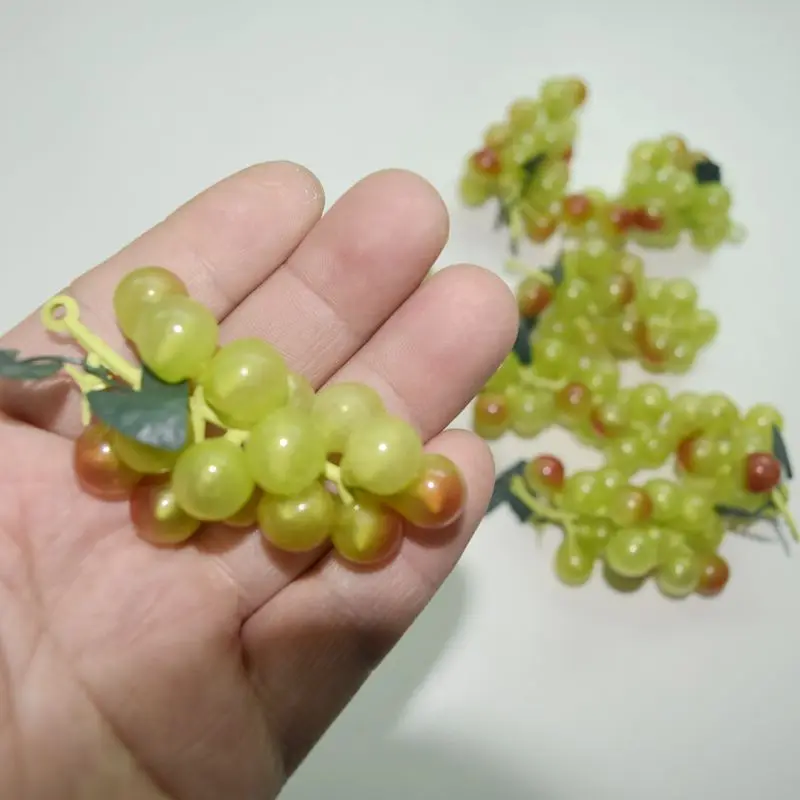 50string Mini Aukštos modeliavimas vynuogių kekės jaustis balta plastiko vynuogių grūdų klaidingų vaisių šaudyti rekvizitai namų puošybai 017
