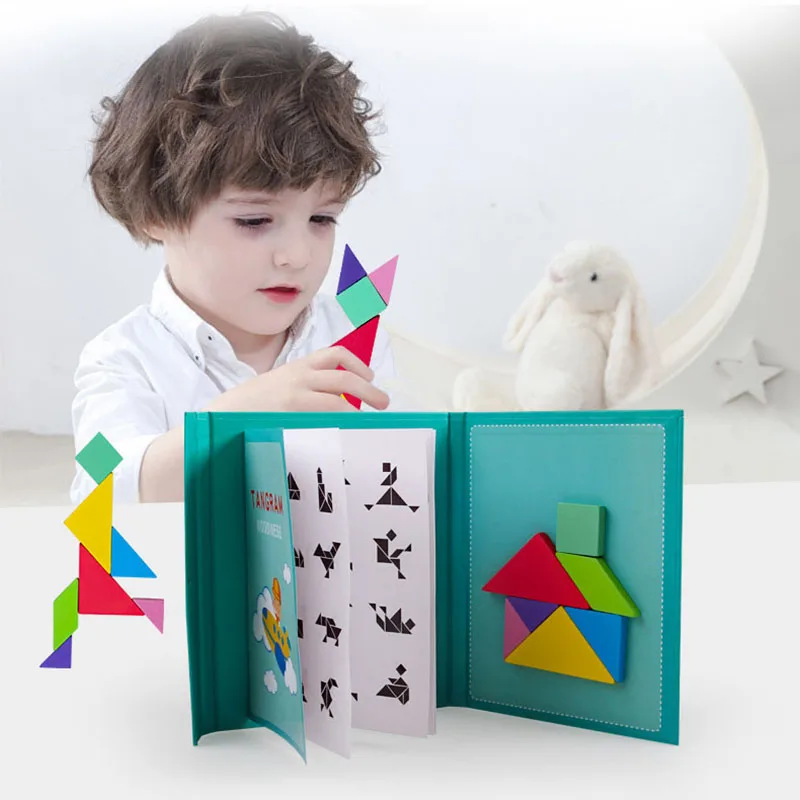 Nauja Vaikai Magnetinė 3D Dėlionė, Dėlionės Tangram Mąstymo Mokymo Žaidimas Kūdikių Montessori Mokymo Švietimo Mediniai Žaislai Vaikams