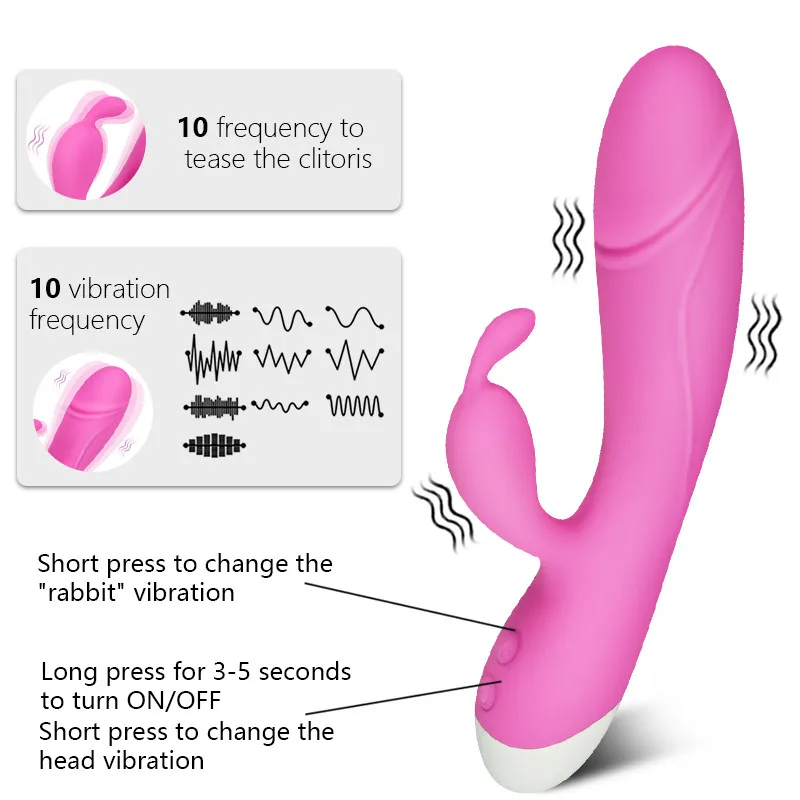 Galingas Rabbit Vibratorius Moterims, 10 Dažnių Stiprumo Reguliuojamas Silikono Šildymo Dildo Massager Suaugusiųjų Sekso Žaislas