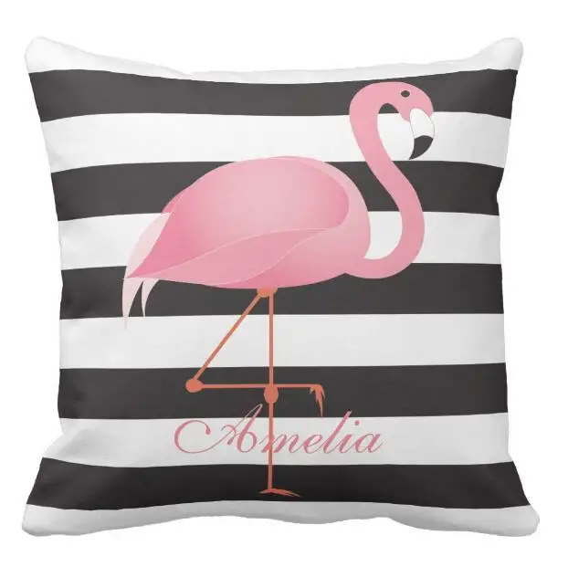 Mados Peronalised Flamingo Pagalvėlė Padengti Black White Stripes 