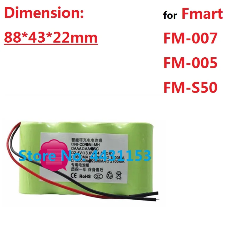 Nauja Baterija Fmart FM-007 FM-005 FM-S50 Robotas Dulkių siurblys su Li-ion 18650 4.8 V Fmart FM005 FM007 FM350 Batterie