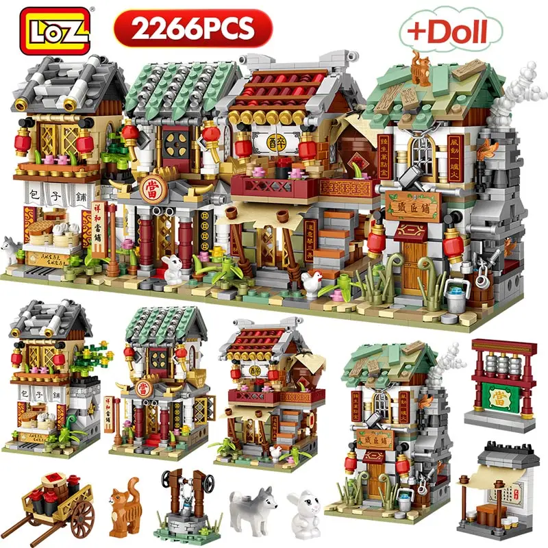 2266pcs Mini Blokai Mini Gatvėje Miestas Kinijoje Gatvės Kinų Tradicija Architektūros Modelis Plytos, Švietimo, Vaikams, Žaislai