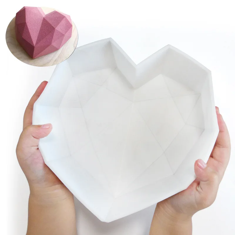Širdies Formos Silikono Torto Forma Silikoninė Kepimo Skardą už Konditerijos 3D Deimantų Širdies Formos Tortas Šokolado Putėsiai Silikono Formos Pyragaičiai