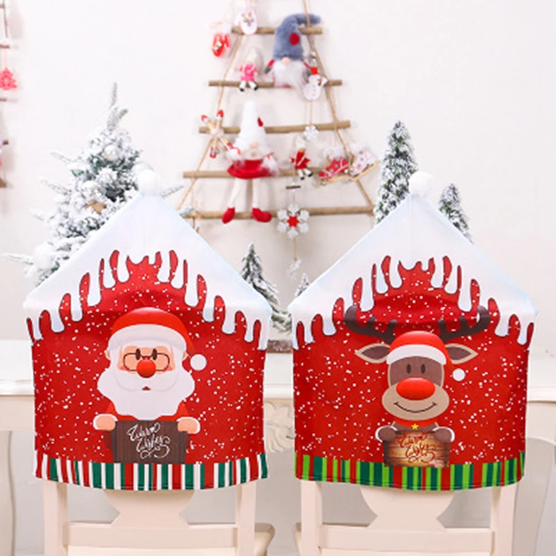Kalėdų Senelio Skrybėlė Kėdė Padengti Kalėdų Dekoracijas Namų Stalo Kėdės Apima Šalis, Kalėdų Papuošalai Kalėdų Dovanos 2021