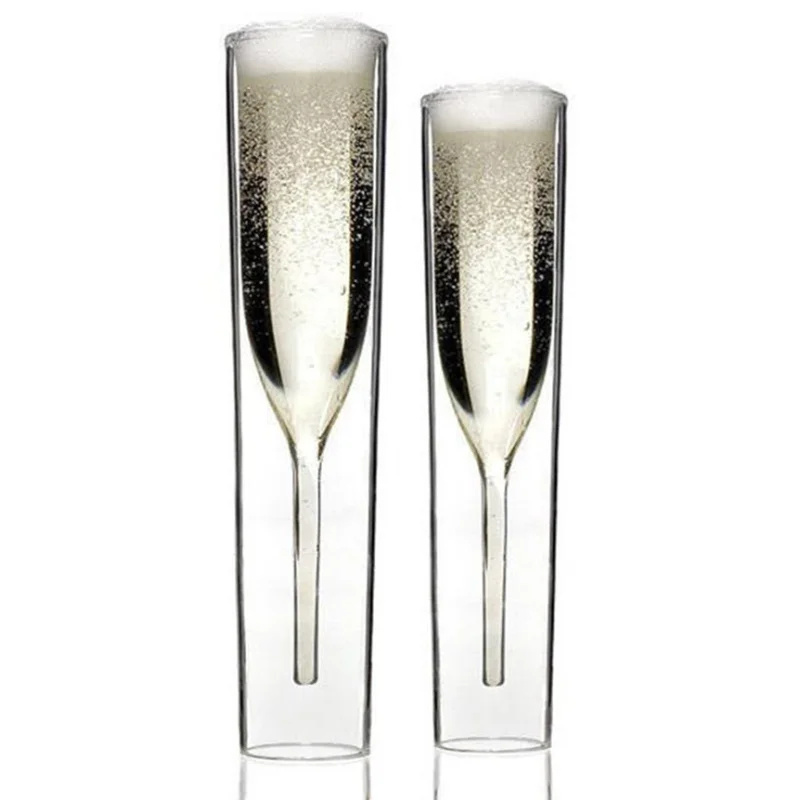 Kūrybos kokteilis stiklo Euro Amerikos dvigubo stiklo kristalų šampano stiklo goblet burbulas stiklo tulpių taurė