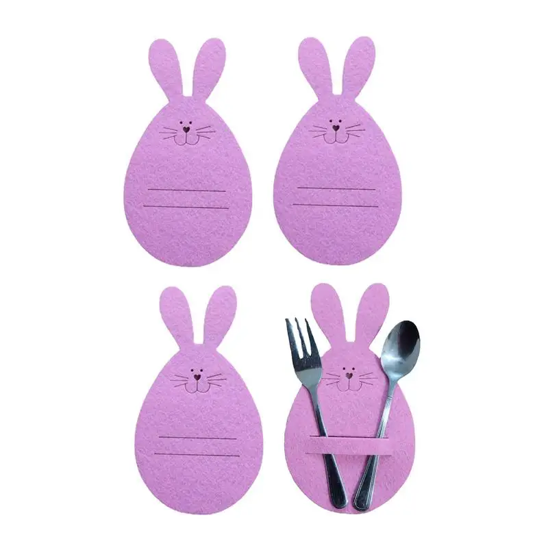 4Pcs Naujai Easter Bunny stalo Įrankių Krepšys Mielas Animacinių filmų Stalo Laikiklio Dangtelį Kūrybos Velykų Triušis stalo Įrankių Dėklas Šalies Stalo Dekoras
