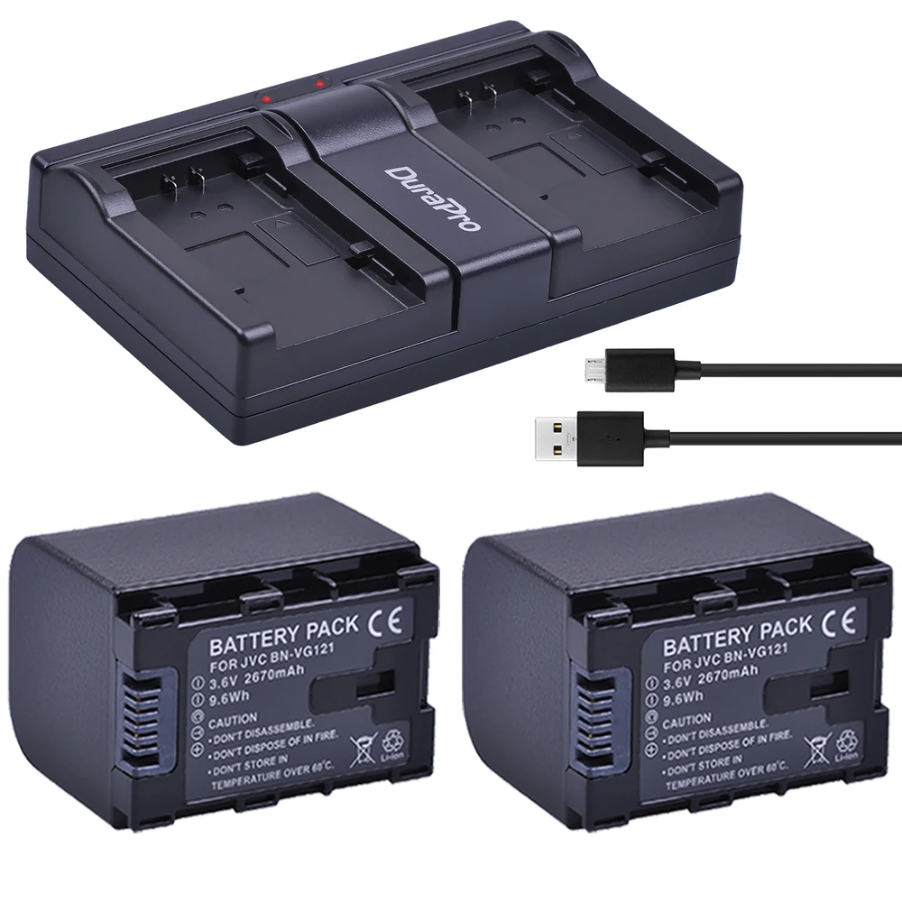 2vnt, BN-VG121 BN VG121 baterijos + USB Kroviklis Skirtas JVC GZ-HD620 GZ-HD500 GZ-HM320 GZ-HM550 GZ-HM860 GZ-HM960 GZ-HM970 GZ-HM855