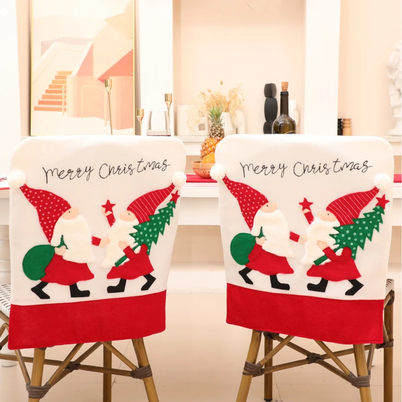 1PCS Santa Hat Kėdžių dangose Kalėdų Dekoro Vakarienė Kėdė Kalėdos Bžūp Rinkiniai Vakarienės Stalo Skrybėlę Kėdės Nugaros Apima Namų