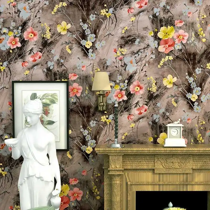 Amerikos Šalyje Retro Sielovados Gėlių Tapetai Gyvenimo Kambario, Miegamasis Nostalgiškas Didelis Gėlių Sofa-Lova, Grynas Popieriaus Foną