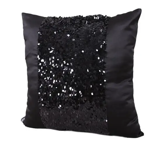 satino audinys, karoliukai pagalvėlė padengti pagalvės užvalkalą prabanga juoda pagalvė padengti namų dekoro