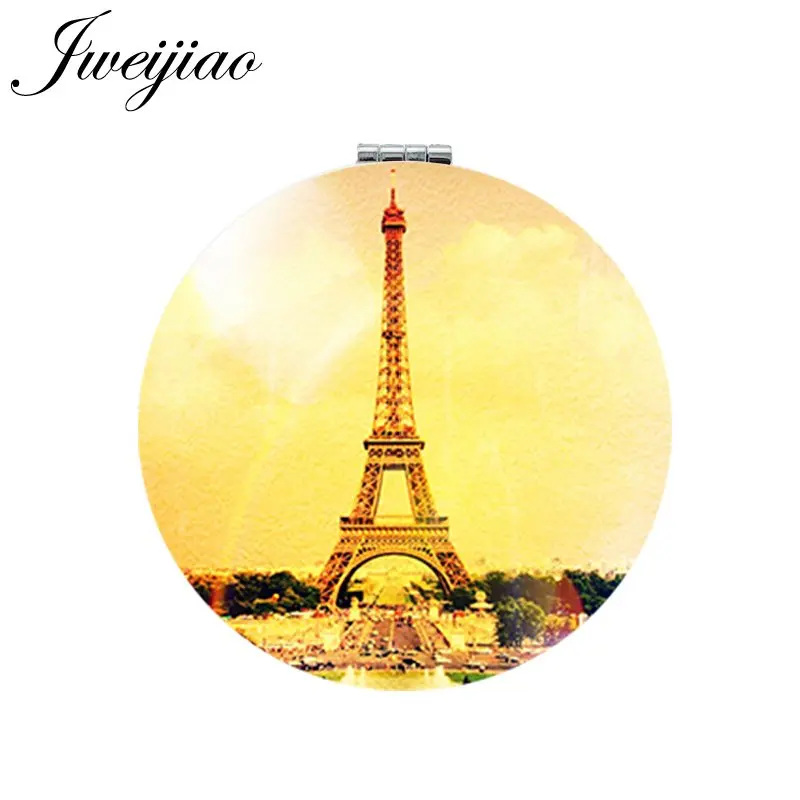 JWEIJIAO Eifelio Bokštas, Meno Nuotrauka Turas Lankstymo Mini 1X/2X Didinamasis Veidrodis Meilė Paryžiuje Nešiojamų Makiažo Veidrodėliai Kompaktiškas