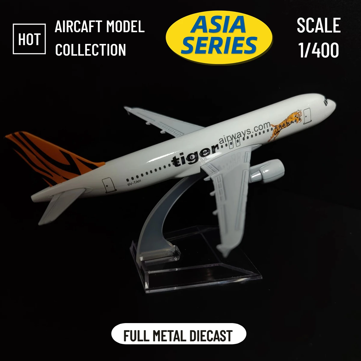 Mastelis 1:400 Metalo Aviacijos Replika 15cm Singapūras Tigras Aviakompanija Air Asia 