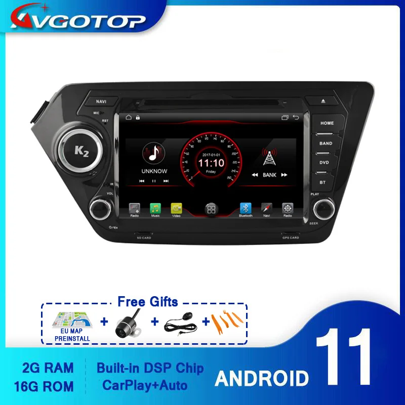 AVGOTOP Android 11 WINCE Bluetooth GPS, Automobilių Radijo DVD Grotuvas, KIA K2 2G 16G MP3 MP4 Transporto priemonės Daugiaformačių