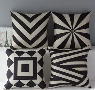 juoda balta geometrinis modelis pagalvėlė padengti sofa medvilnės skalbiniai dryžuotas pagalvės dangtelis juosmens pagalvės užvalkalą namų dekoro