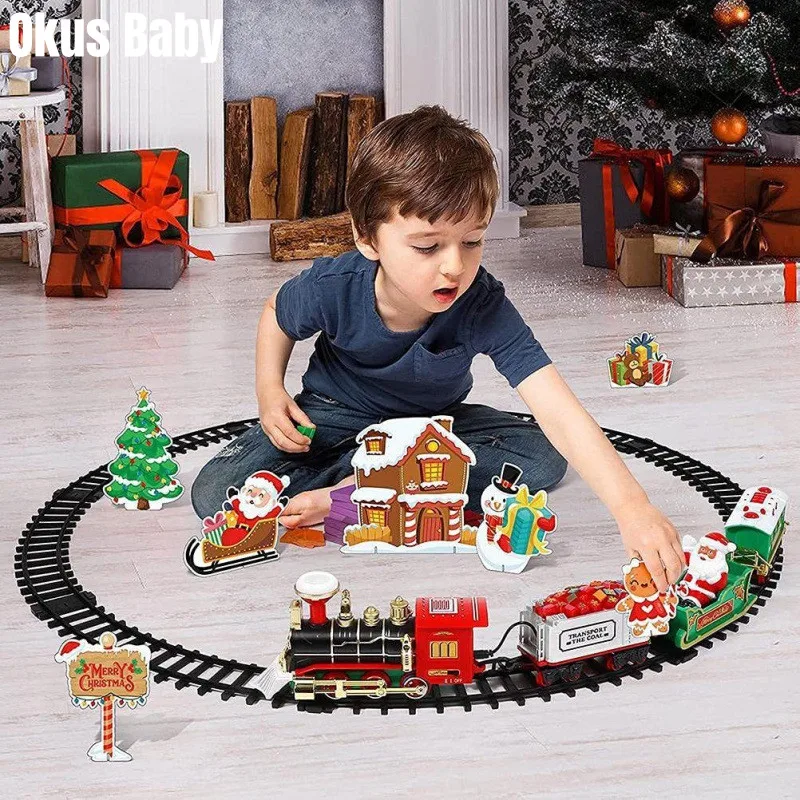 Kalėdų Elektros Geležinkelių Automobilinio Traukinio Žaislų Vaikų Geležinkelio Traukinių sąstatų Lenktynių Kelių Surinkimo, Transportavimo Blokai Kalėdų Dovana