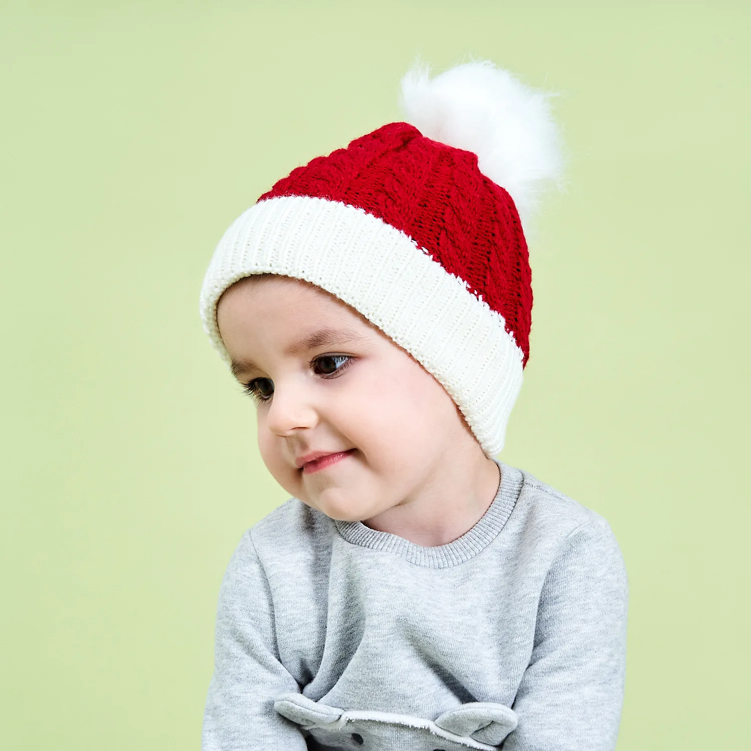 Vaikų Kalėdų Megzti Skrybėlę Žiemą Šiltas Baby Vilnos Skrybėlę Raudona Ir Žalia Mielas Santa Hat Apsidraudimo