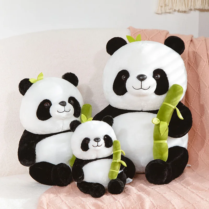 25cm Mielas Panda su Bambuko Ūgliai Pliušiniai Žaislai, Minkšti Animacinių filmų Gyvūnų Panda Bear Kimštiniai Žaislai, Lėlės Gimtadienio Dovanos Kawaii Kambario Dekoro