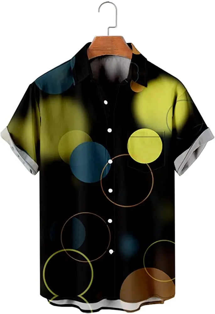 Camisa de manga corta con bolsillo para hombre y mujer, camisa de verano con estampado de lunares, Stalviršiai, 2