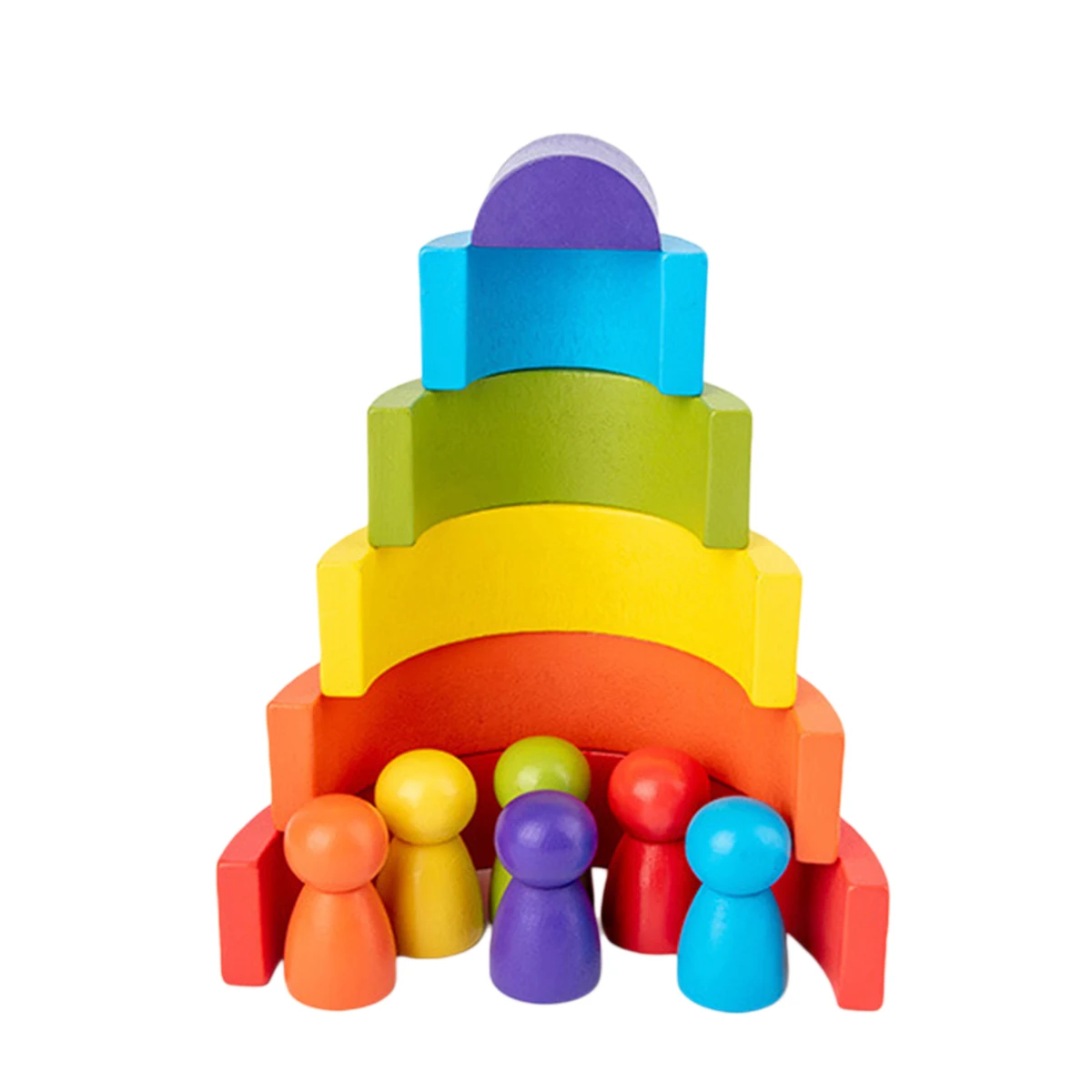 Vaikiška Medinė Vaivorykštė Kaupimas Blokai Vaivorykštė Blokai Vaikų Mokymosi Žaislas