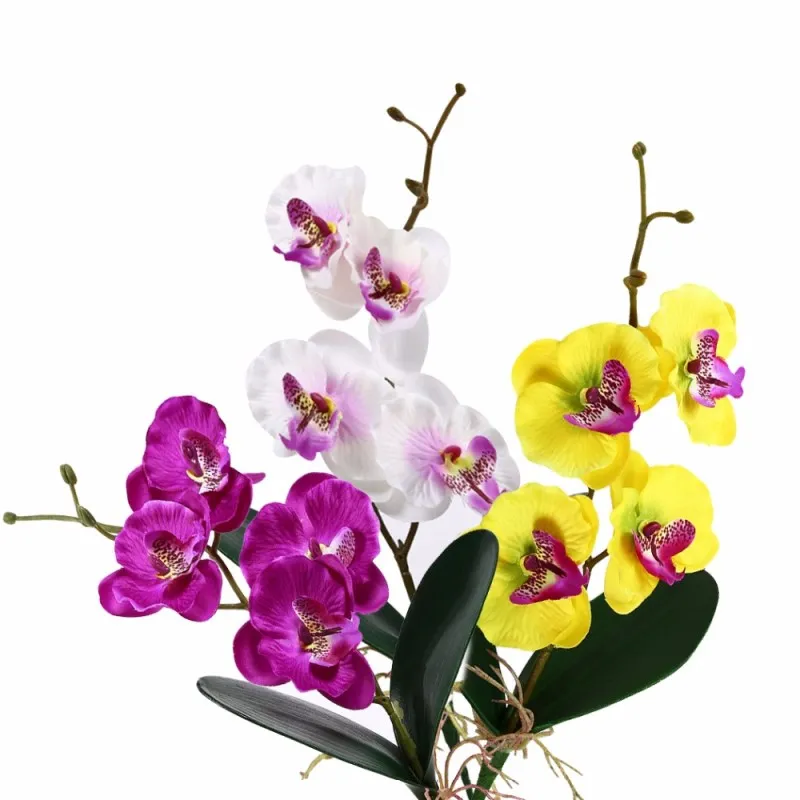 Dirbtinės Gėlės Orchid Šilko Gėlės Drugelis Netikrą Dirbtinės Gėlės Orchid Žalia Lapų Augalai 