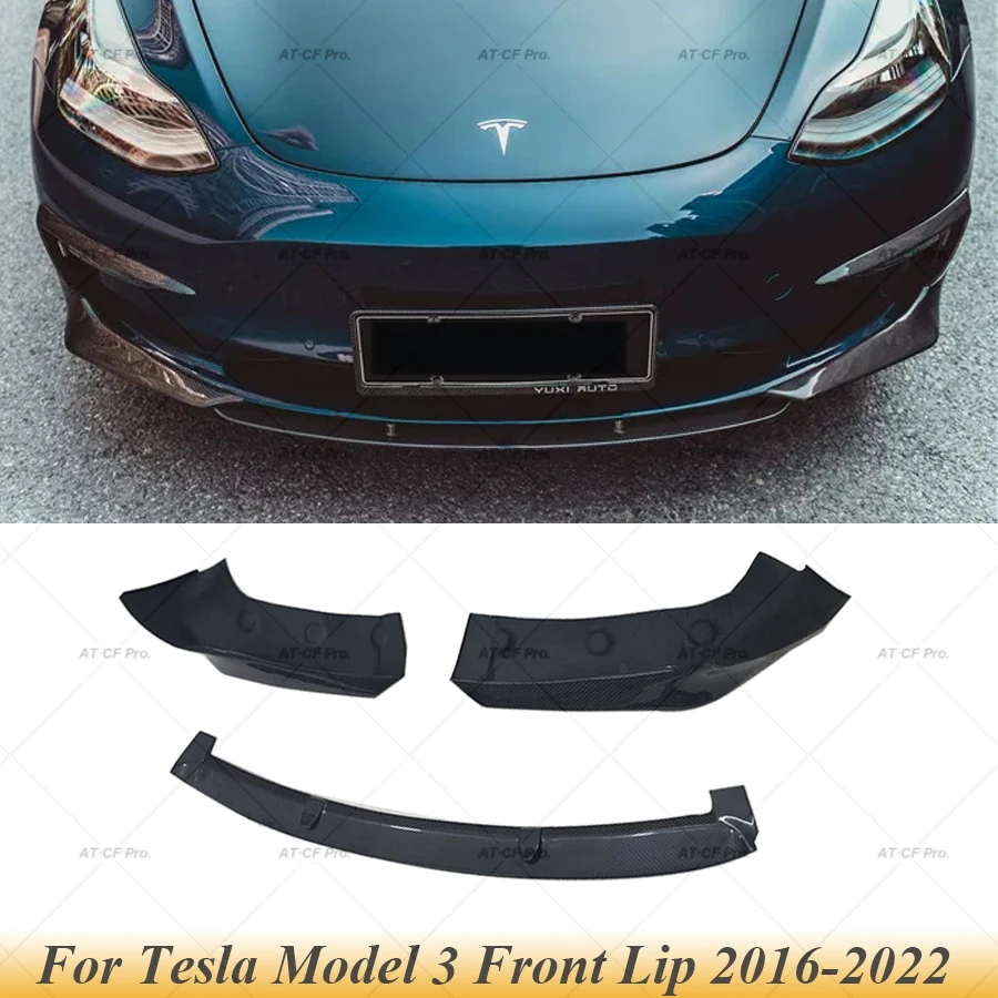 Modelis 3 CM Stiliaus Anglies Pluošto FRP Automobilio Priekinio Buferio Lip Spoileris Skaldymo už Tesla Model 3 2017 - 2022 Kūno Rinkiniai Smakro Portector
