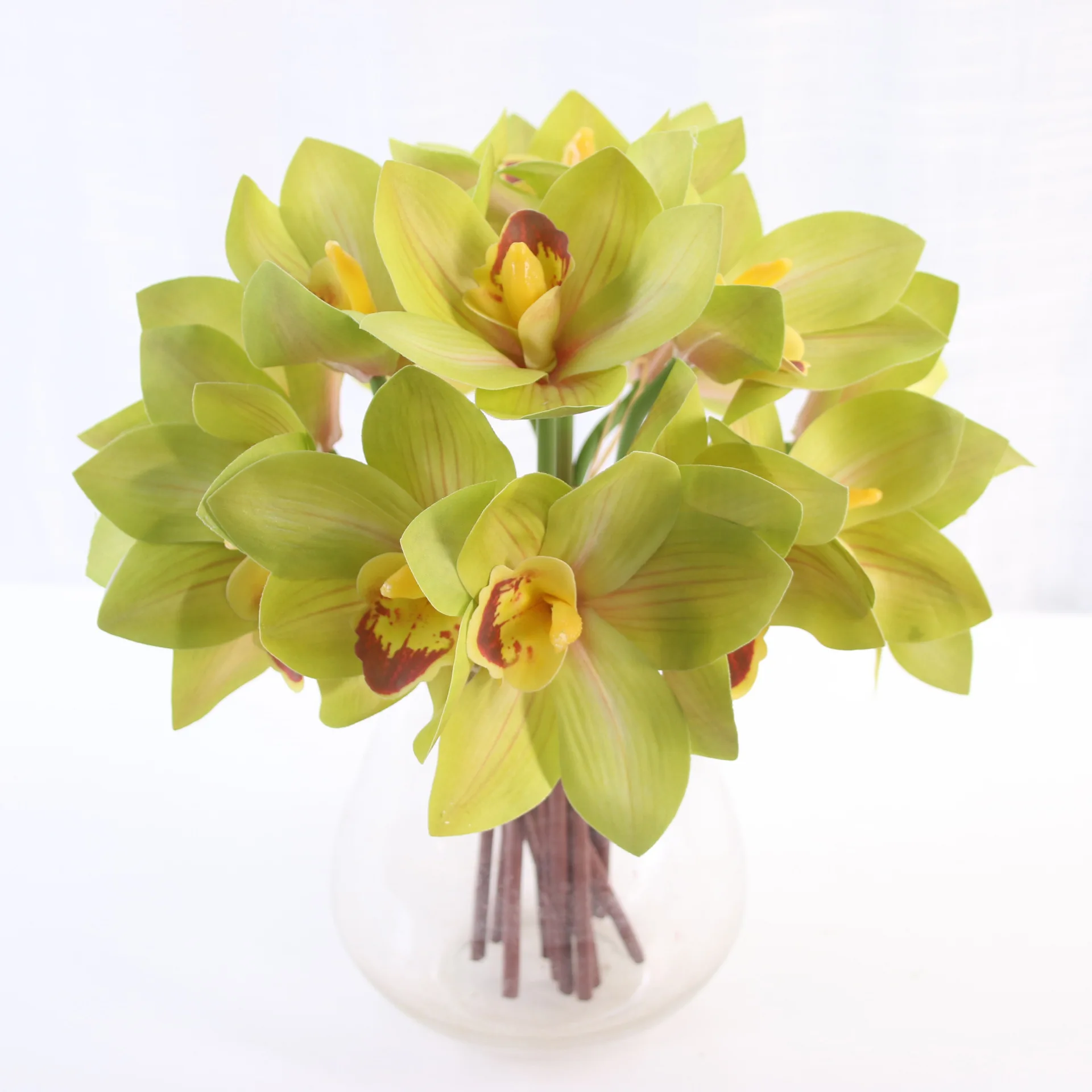 2 Paketas/daug Dirbtinė Orchidėja Nekilnojamojo Touch 4heads Cymbidium Gėlių Namų Puošybai Vestuvių Stalo Rodymo Europos Netikrą Gėlės