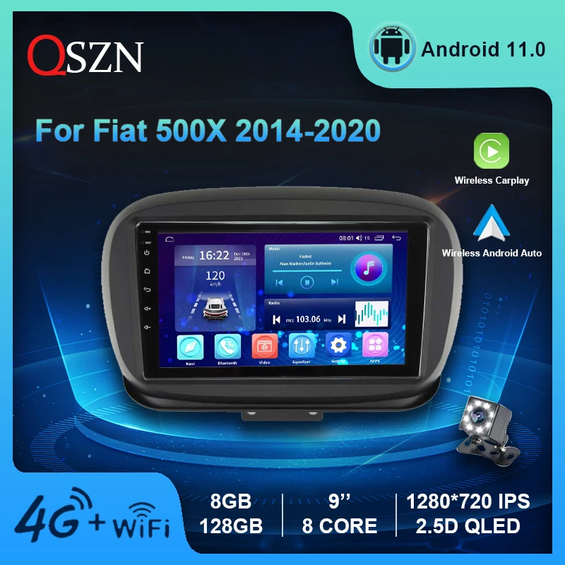 QSZN Android 11 Automobilio Radijo Fiat 500X 2014-2020 Vaizdo Multimedijos Grotuvas GPS Carplay Auto 8+128G Autoradio DVD Stereo