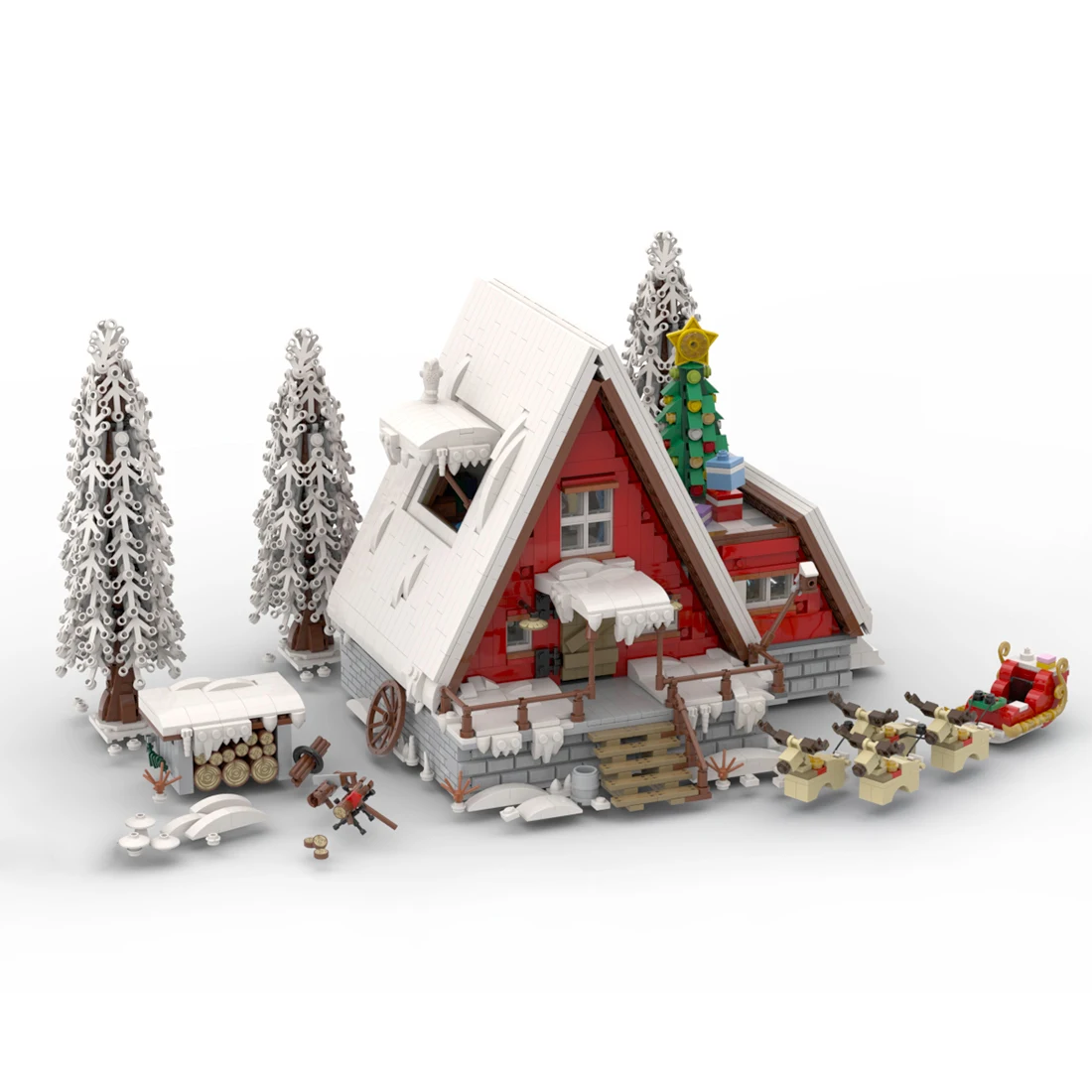 3500Pcs+ Žiemos Kalėdinių Dovanų Kalnas Salone Santa Claus Modelis Smulkių Dalelių Plytų Rinkinys Statyba Blokai Nustatyti Vaikų Dovanų