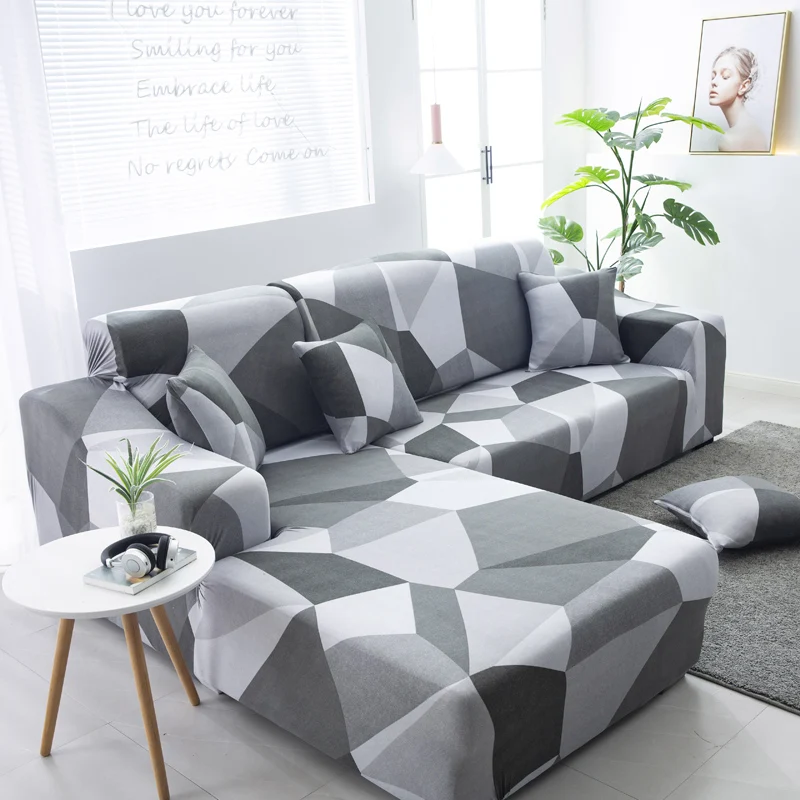 L formos, kampas, sofa-padengti elastinga už kambarį spausdinti padengti sofos užvalkalai ruožas 1/2/3/4 sėdynės