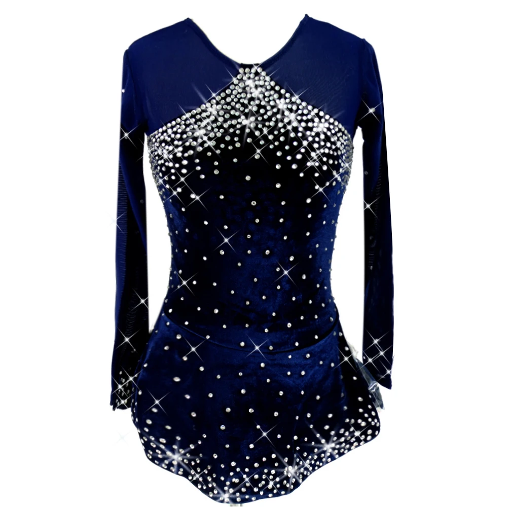 čiuožyklos suknelės pav ilgomis Rankovėmis, kalnų krištolas Mėlyna galvos badmintono raketės Riedučiais Baleto Suknelė