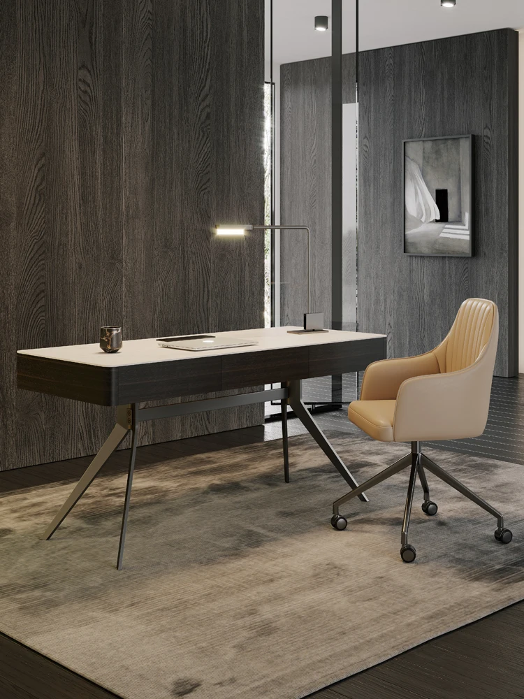 Italijos minimalistinis stalas šiuolaikinės paprastas šviesos prabangių biuro stalas, šeimos kambarį, didelio stalo dizainas roko valdybos kompiuterio stalas